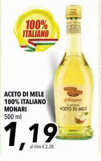 Coop Monari Aceto di Mele 100% Italiano 500ml offerta