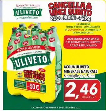 Coop Uliveto Minerale Naturale Acqua 6 bottiglie da 1,5 litri offerta