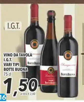 Coop Vino Da Tavola I.G.T. Vari Tipi Botte Buona 75cl offerta