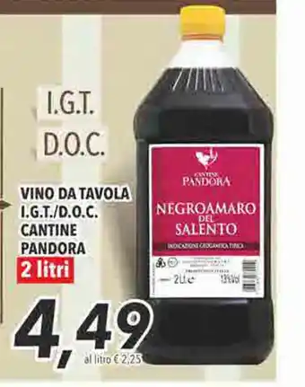 Coop Cantine Pandora Vino da Tavola I.G.P./D.O.C. 2 litri offerta