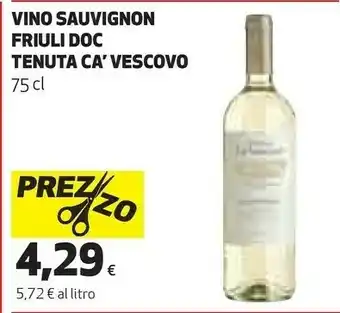 Ipercoop Vino sauvignon friuli doc offerta