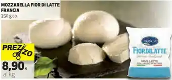 Ipercoop Francia mozzarella fior di latte 350 g offerta