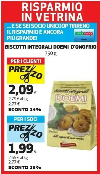 Coop Biscotti integrali 750 g(ml) offerta