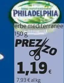 Coop Mondelez - philadelphia erbe mediterranee 150 g(ml) offerta
