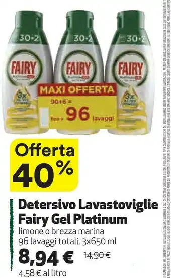 Coop Detersivo lavastoviglie gel platinum offerta