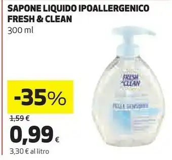 Coop Fresh & clean sapone liquido ipoallergenico 300 ml offerta