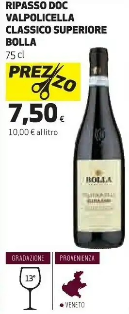 Coop Bolla ripasso doc valpolicella classico superiore offerta
