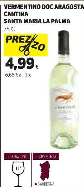 Coop Santa maria la palma vermentino doc aragosta offerta