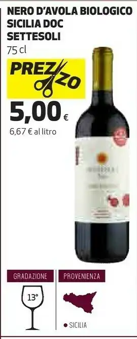 Coop Settesoli - vino nero d'avola 750 g(ml) offerta
