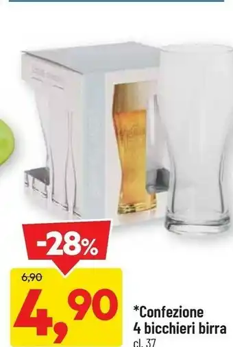 DPiù Confezione 4 bicchieri birra offerta