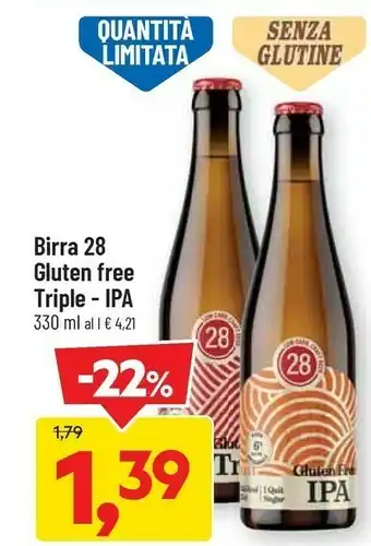 DPiù Birra 28 gluten free triple - ipa offerta