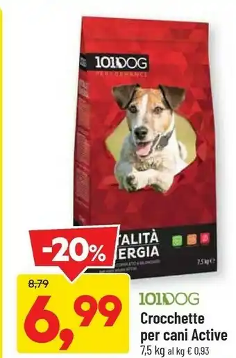 DPiù 101dog crocchette per cani active offerta