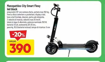 DPiù Monopattino city smart flexy led black offerta