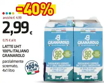 Superconti Latte 100% italiano parzialmente scremato a lunga conservazione 30% di zuccheri in meno offerta