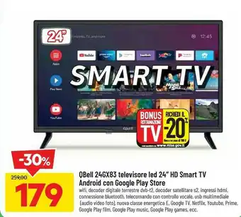 DPiù 24gx83 televisore led 24 hd smart tv android con google play store offerta