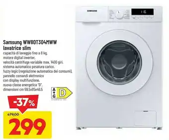 DPiù Ww80t304mww lavatrice caricamento frontale 8 kg 1400 giri/min d bianco offerta
