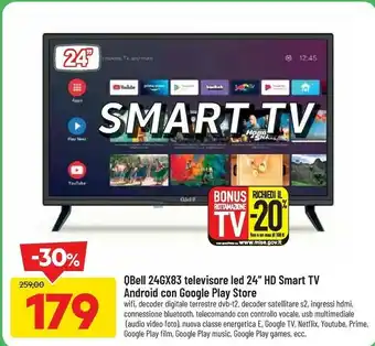 DPiù Qt24gx83 tv 61 cm (24") hd smart tv wi-fi nero offerta