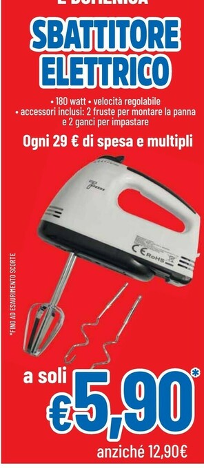 DPiù Sbattitore elettrico 180 watt offerta