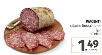 Pam Piacenti salame finocchiona igp offerta