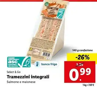 Lidl Select & go - tramezzini integrali salmone e maionese 140 g(ml) offerta