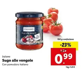 Lidl Sugo alle vongole con pomodoro offerta