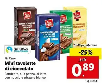 Lidl Fin carre mini tavolette di cioccolato offerta
