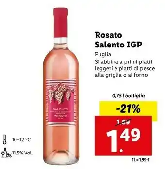 Lidl Rosato salento igp offerta