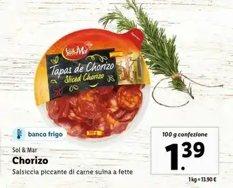 Lidl Chorizo salsiccia piccante di carne suina a fette offerta