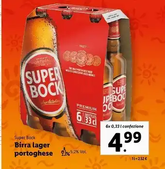 Lidl Super bock birra lager portoghese offerta