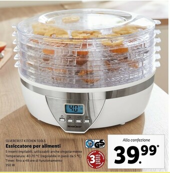 Lidl Silvercrest kitchen tools essiccatore per alimenti offerta