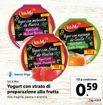 Lidl Yogurt con strato di preparazione alla frutta offerta