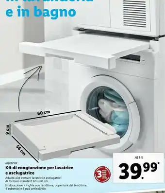 Lidl Aquapur kit di congiunzione per lavatrice e asciugatrice offerta
