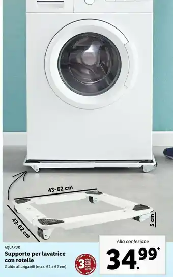 Lidl Aquapur supporto per lavatrice con rotelle offerta