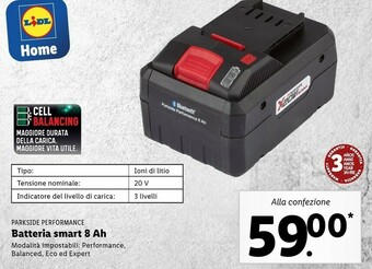Lidl Parkside performance batteria smart 8 ah offerta
