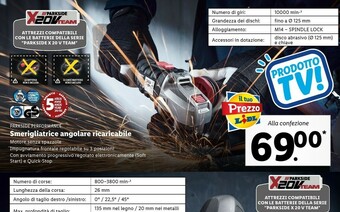 Lidl Parkside performance smerigliatrice angolare ricaricabile offerta