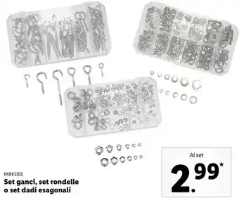 Lidl Parkside set ganci set rondelle offerta