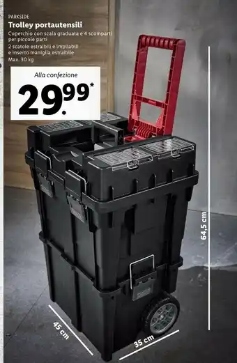 Lidl Parkside trolley portautensili offerta