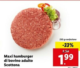 Lidl Maxi hamburger di bovino adulto scottona offerta