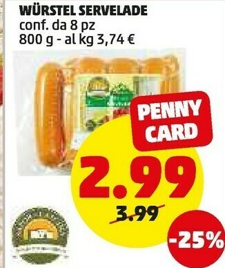 PENNY Wurstel servelade offerta