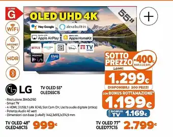 Expert Oled oled55c15la 55" smart tv 4k ultra hd novità 2021 wi-fi processore α9 gen4 ai picture pro offerta