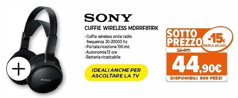 Cuffie wireless mdrrf811rk offerta di Expert
