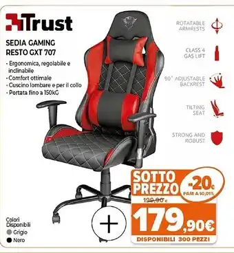 Expert Trust gxt 707r resto sedia per gaming universale nero, rosso offerta