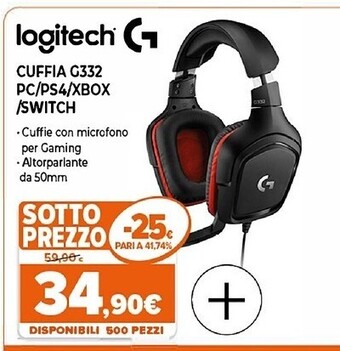 Expert Logitech g g332 cuffia padiglione auricolare nero, rosso offerta
