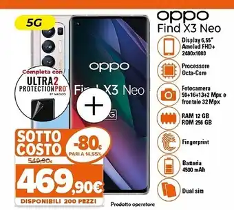 Expert Find x3 neo 16,6 cm (6.55") doppia sim coloros 11.1 5g usb tipo-c 12 gb 256 gb 4500 mah argento offerta