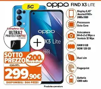 Expert Find x3 lite 16,3 cm (6.4") doppia sim coloros 11.1 5g usb tipo-c 8 gb 128 gb 4300 mah blu offerta