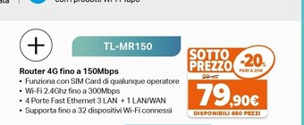 Expert Tp-link tl-mr150 router wireless fast ethernet banda singola (2.4 ghz) 4g nero offerta