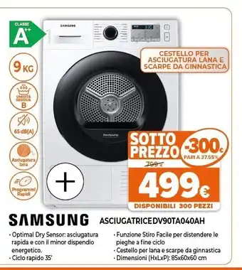 Expert Dv90ta040ah asciugatrice libera installazione caricamento frontale 9 kg a++ bianco offerta