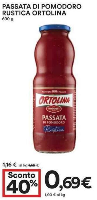 Coop Passata Di Pomodoro Rustica Ortolina 690 g offerta