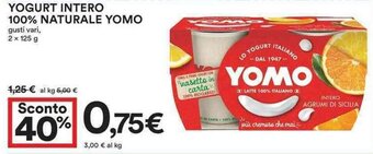 Coop Yogurt Intero 100% Naturale Yomo 2 x 125 g offerta