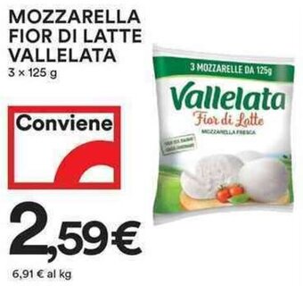 Coop Mozzarella Fior Di Latte Vallelata 3 x 125 g offerta